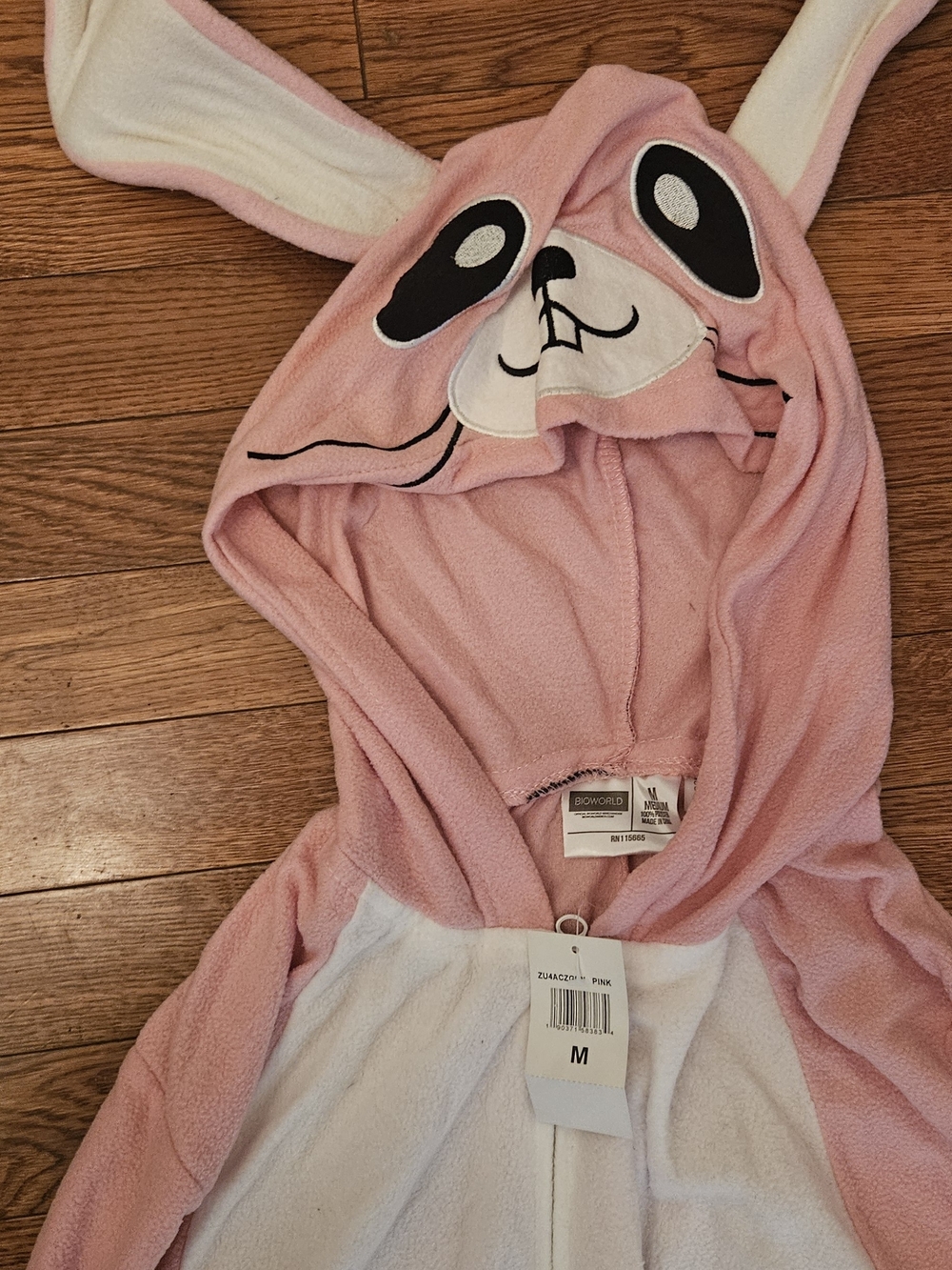 Bioworld Pink Bunny Hooded Kids Pajama Onesie